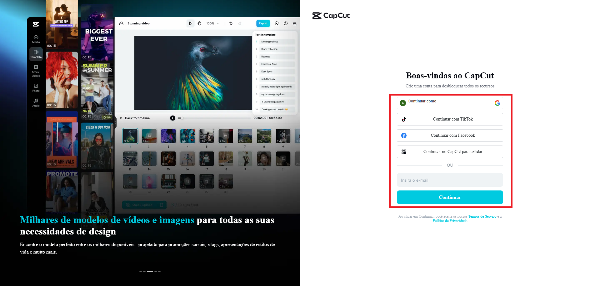 CapCut Home Page