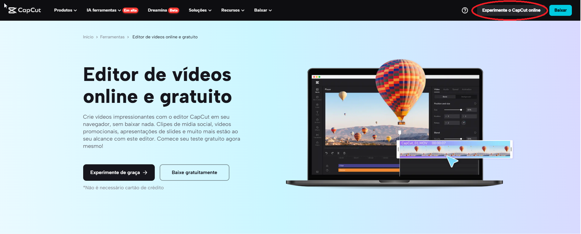 CapCut Home Page